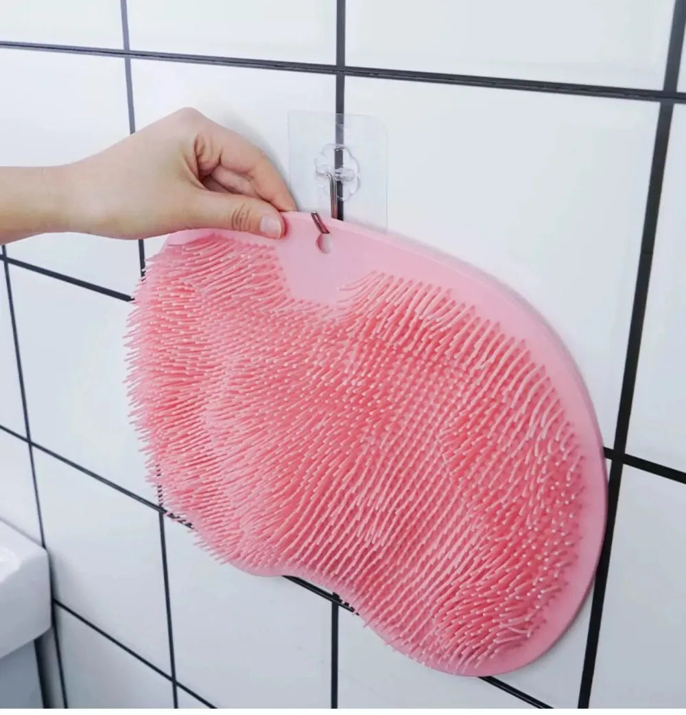 Shower Foot Scrubber Mat Back Washer Exfoliating Bath Wash Pad Wall Mounted Slip Suction Cups for Use in Cleaner Men and Women
