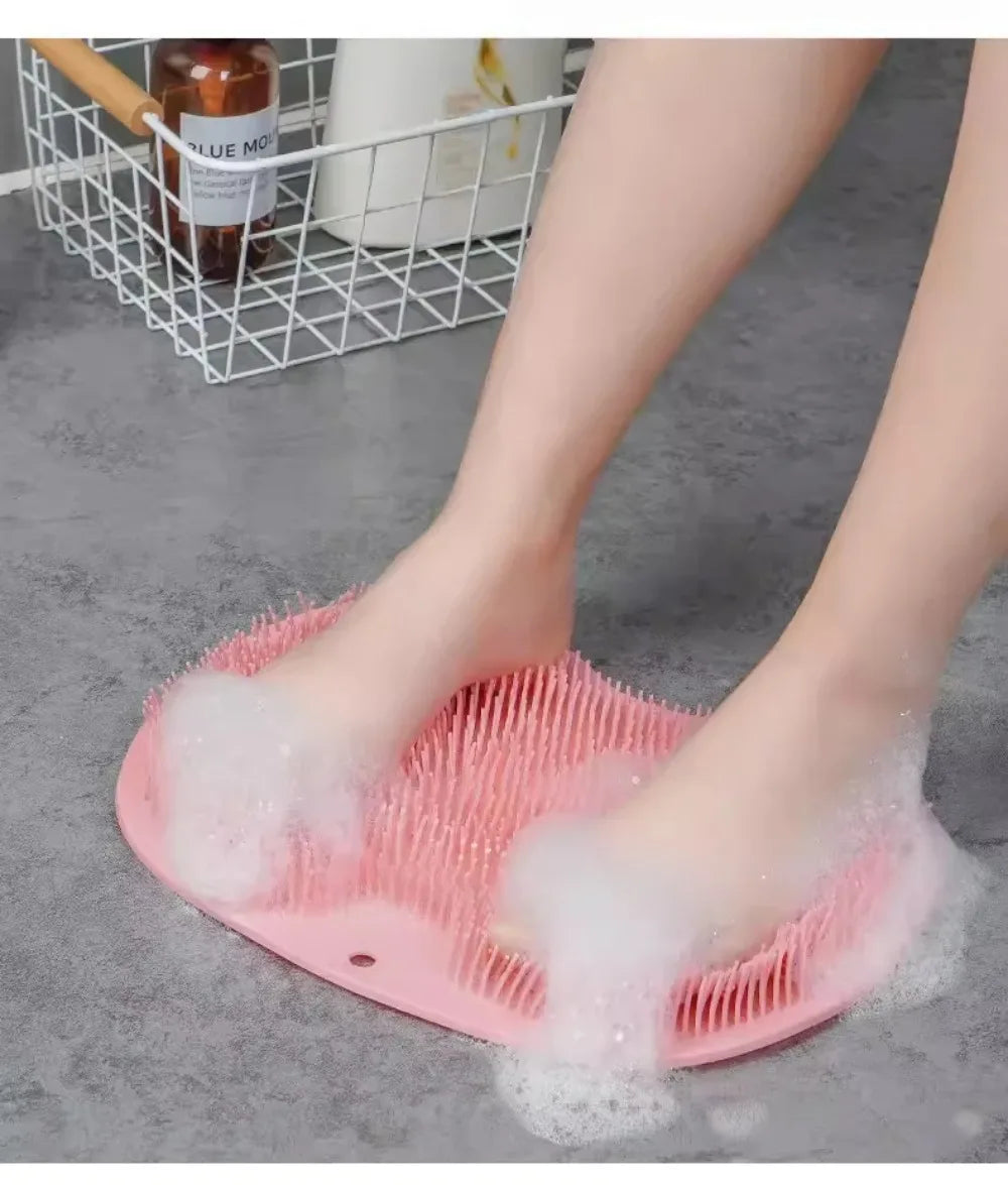 Shower Foot Scrubber Mat Back Washer Exfoliating Bath Wash Pad Wall Mounted Slip Suction Cups for Use in Cleaner Men and Women