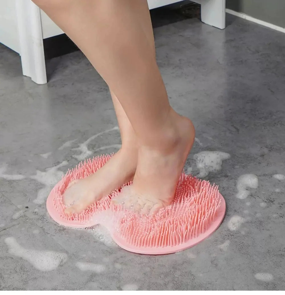 Shower Foot Scrubber Mat Back Washer Exfoliating Bath Wash Pad Wall Mounted Slip Suction Cups for Use in Cleaner Men and Women