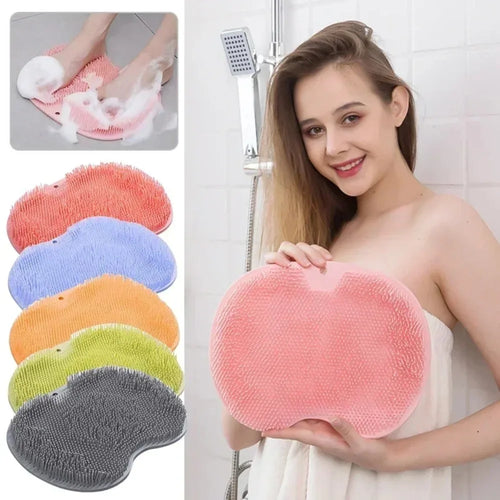 Shower Foot Scrubber Mat Back Washer Exfoliating Bath Wash Pad Wall Mounted Slip Suction Cups for Use in Cleaner Men and Women